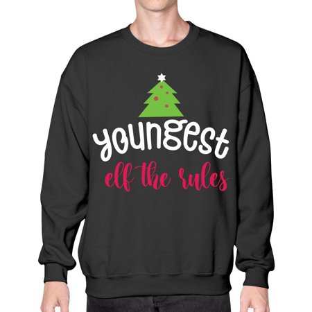 Youngest Elf the Rules Style 1253# - Christmas- Sweatshirt - Crew