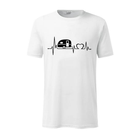 YOTAMI Men S T-shirts Short Sleeve Casual Electrocardiogram Love Graphic Print Round Neck Pullover T Shirt Blouse Home White M L XL XXL XXXL
