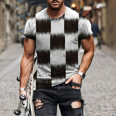 BCMMKLPP 3D Shirt for Men Graphic Tees Short Sleeve Fashion Pack with Designs Print Funny T Shirts for Mens Boys White L