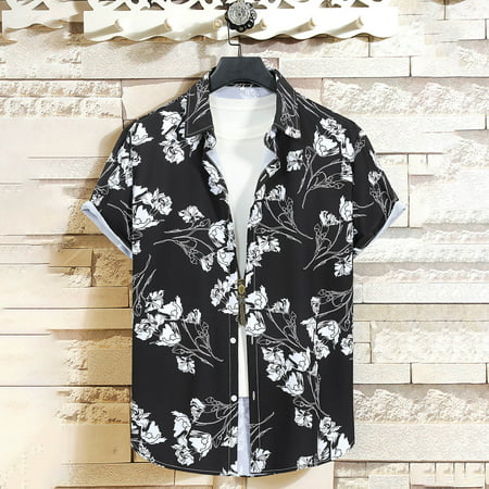 Fiudx Summer New Fashion Print Short Sleeved Shirt Men S Non Positioning Print Shirt Casual Men S Lapel Top 2723