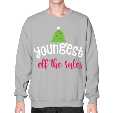 Youngest Elf the Rules Style 1253# - Christmas- Sweatshirt - Crew