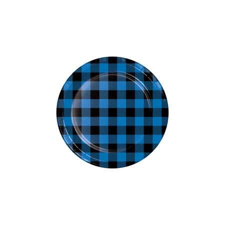 Blue Black Buffalo 9  Dia.Dinner Plaid  Plate Pack of 8 12 Packs