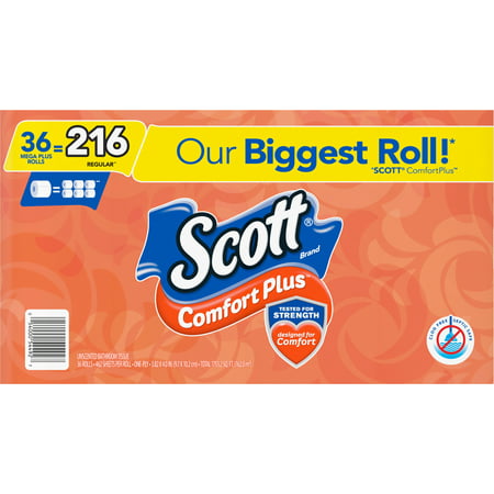 Scott ComfortPlus Bath Tissue  36 Ct. Regular 216 Rolls
