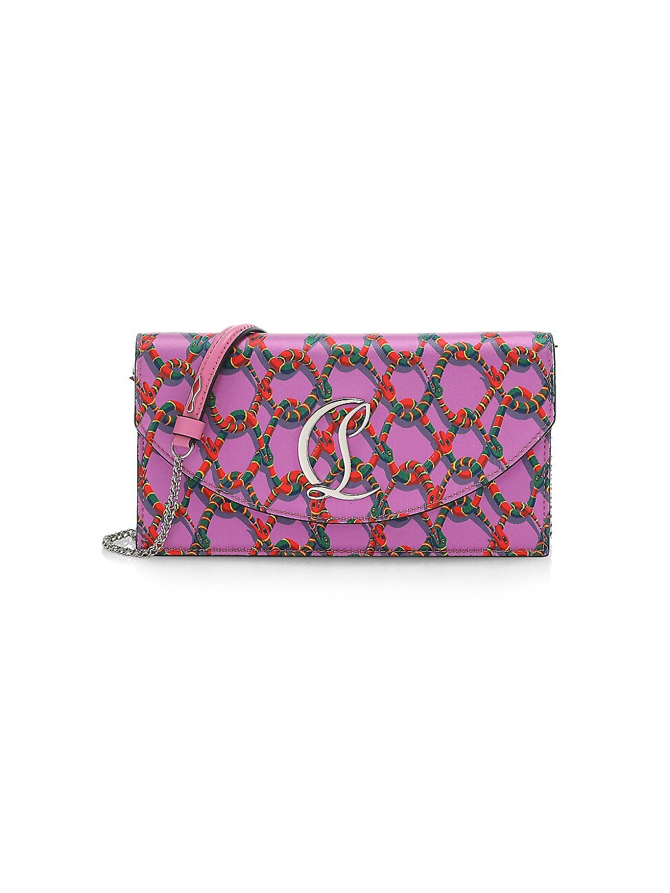 Women's Loubi54 Printed Crepe Satin Wallet-on-Chain - Gummy Silver
