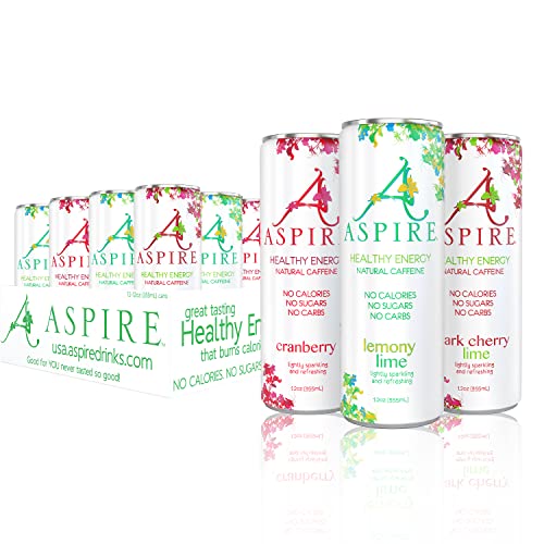 Aspire Healthy Energy Drink with Natural Caffeine - No Calories, Sugar and Carbs | Vitamins B, C, & Biotin | No Preservatives, Gluten Free | Suitable