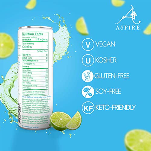 Aspire Healthy Energy Drink with Natural Caffeine - No Calories, Sugar and Carbs | Vitamins B, C, & Biotin | No Preservatives, Gluten Free | Suitable thumbnail