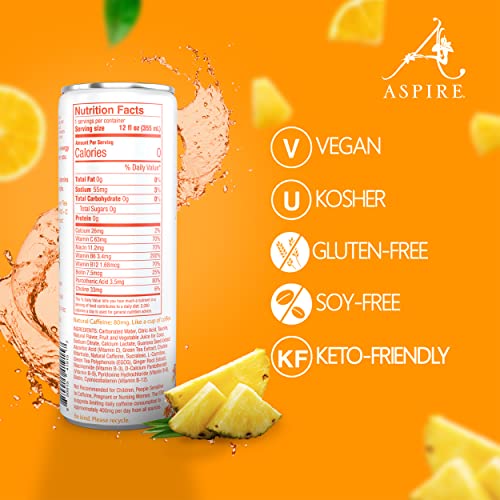 Aspire Healthy Energy Drink with Natural Caffeine - No Calories, Sugar and Carbs | Vitamins B, C, & Biotin | No Preservatives, Gluten Free | Suitable thumbnail