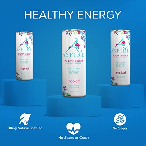 Aspire Healthy Energy Drink with Natural Caffeine - No Calories, Sugar and Carbs | Vitamins B, C, & Biotin | No Preservatives, Gluten Free | Suitable thumbnail