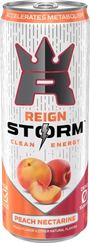 REIGN Storm  Peach Nectarine  Fitness & Wellness Energy Drink  12 Fl Oz (Pack of 12) thumbnail