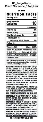 REIGN Storm  Peach Nectarine  Fitness & Wellness Energy Drink  12 Fl Oz (Pack of 12) thumbnail