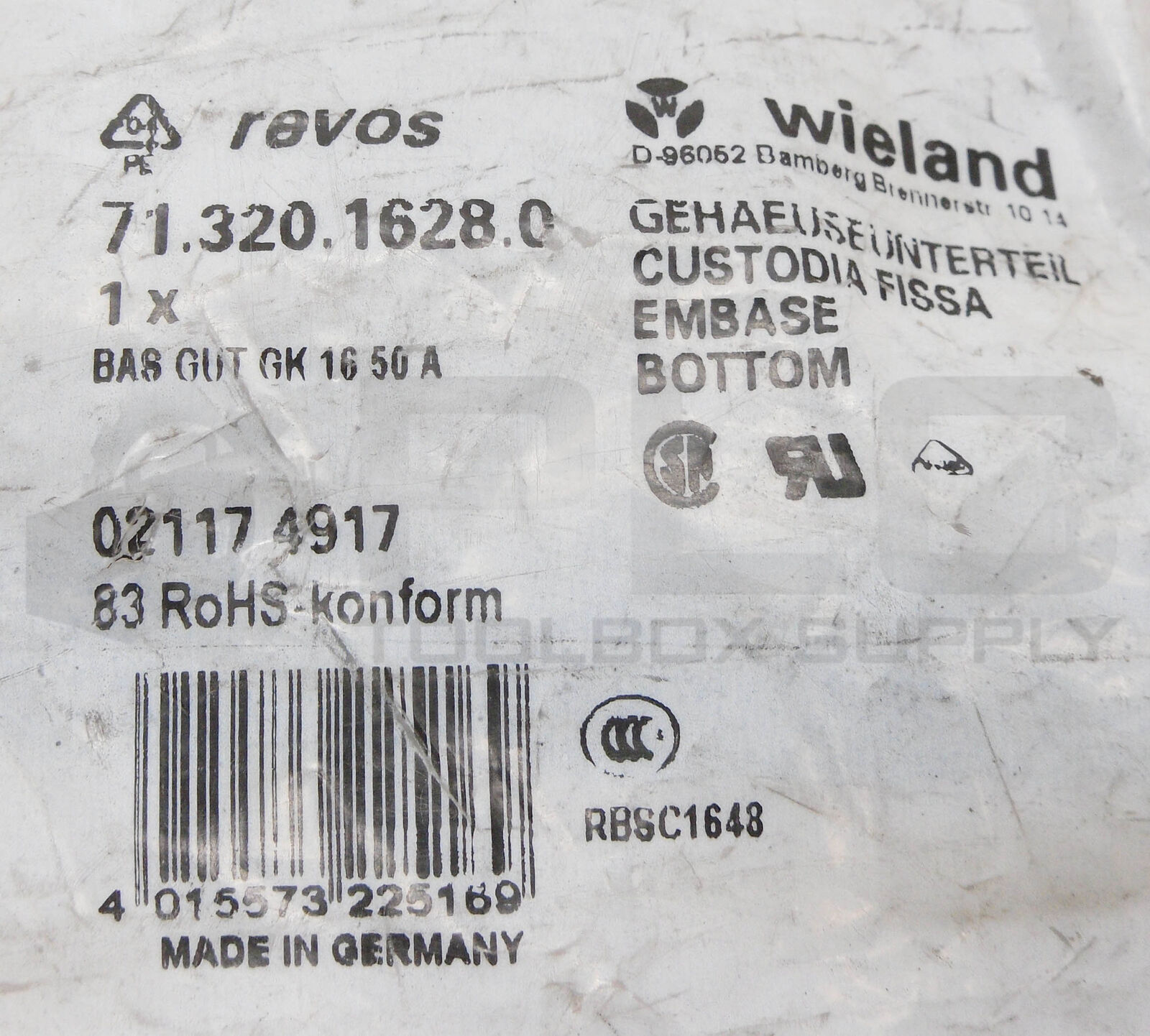 Sealed New Wieland 71.320.1628.0 Connector Housing Bottom thumbnail