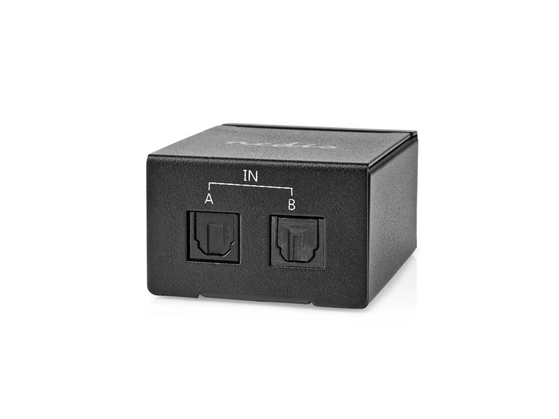 Nedis Digital Audio Switch | 2-way | Connection Input: DC Power / 2x TosLink to Connection Output: TosLink Female | Manual / Switch | Metal | Black