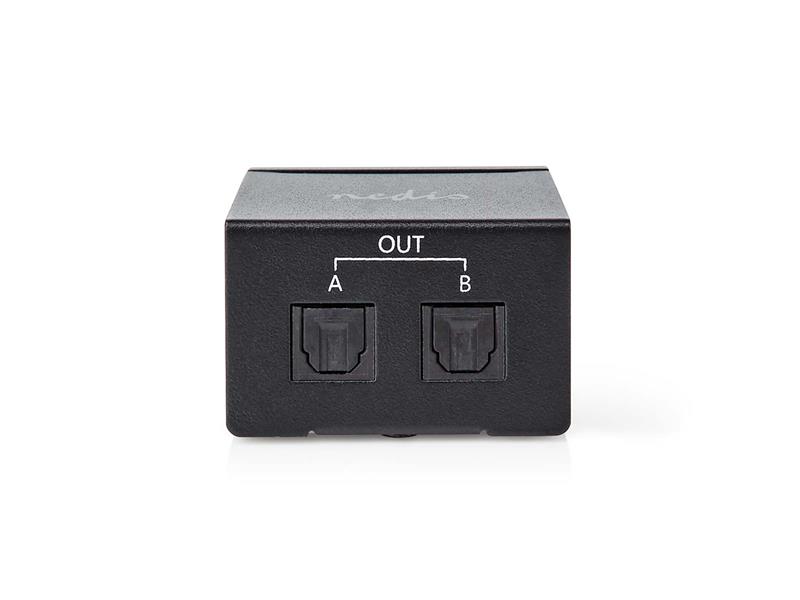 Nedis Digital Audio Splitter | 2-way | Connection Input: TosLink Female to Connection Output: 2x TosLink | Push Button | Metal | Black