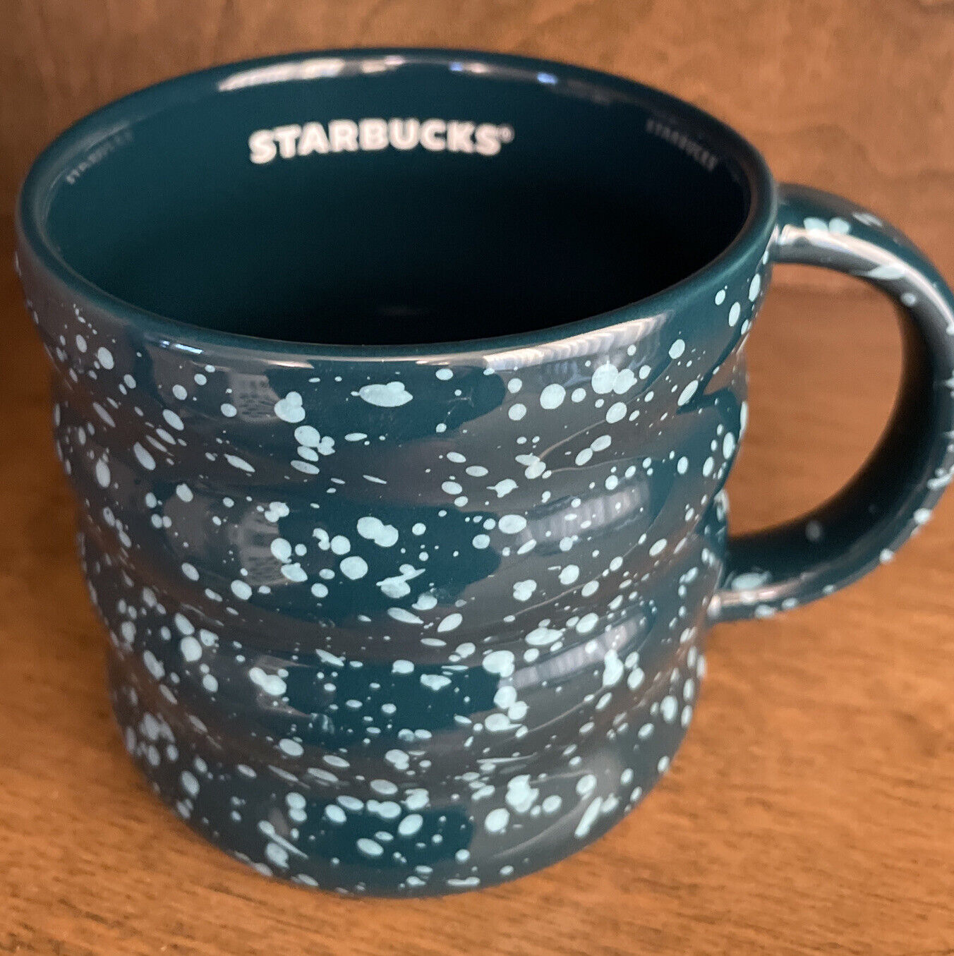 New Starbucks Blue & White Splatter Coffee Mug Suitable for Hot Beverages 12 Oz.
