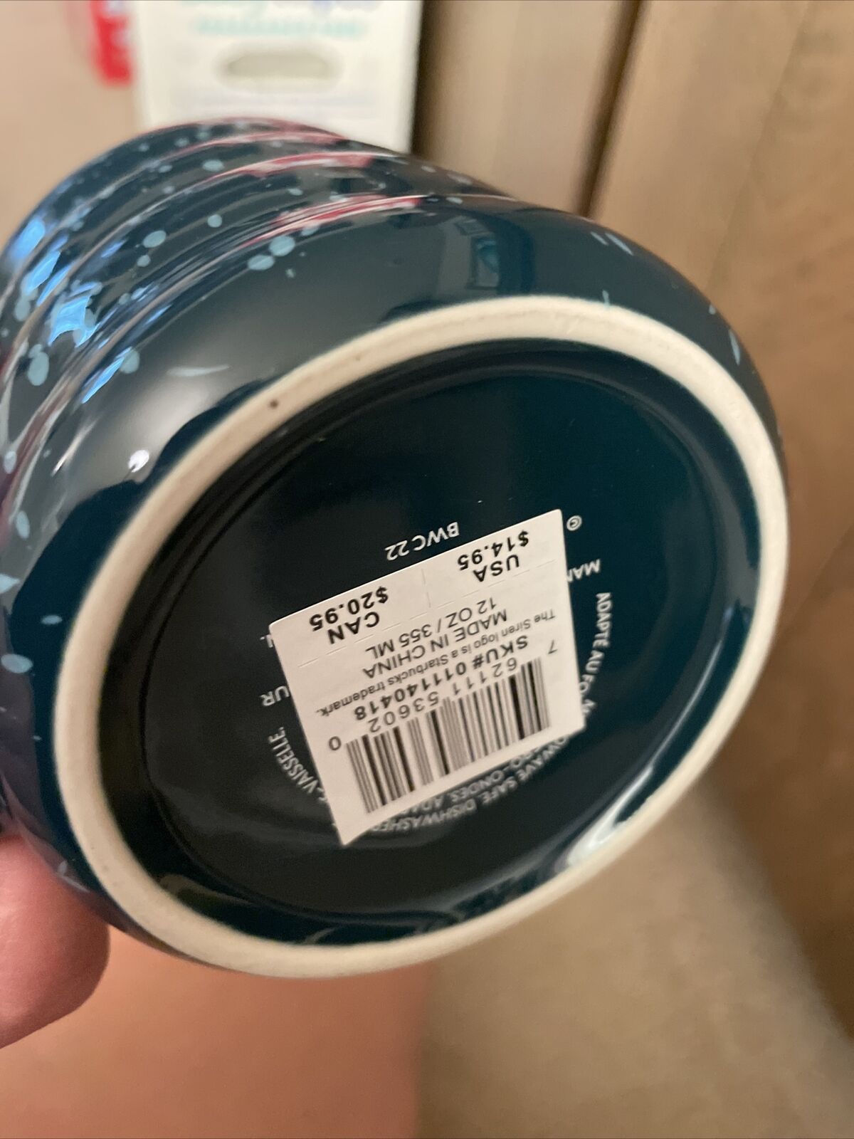 New Starbucks Blue & White Splatter Coffee Mug Suitable for Hot Beverages 12 Oz. thumbnail