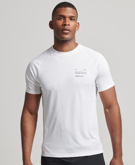 Superdry Men's Sport Train Active Graphic Short Sleeve T-Shirt White Size: L