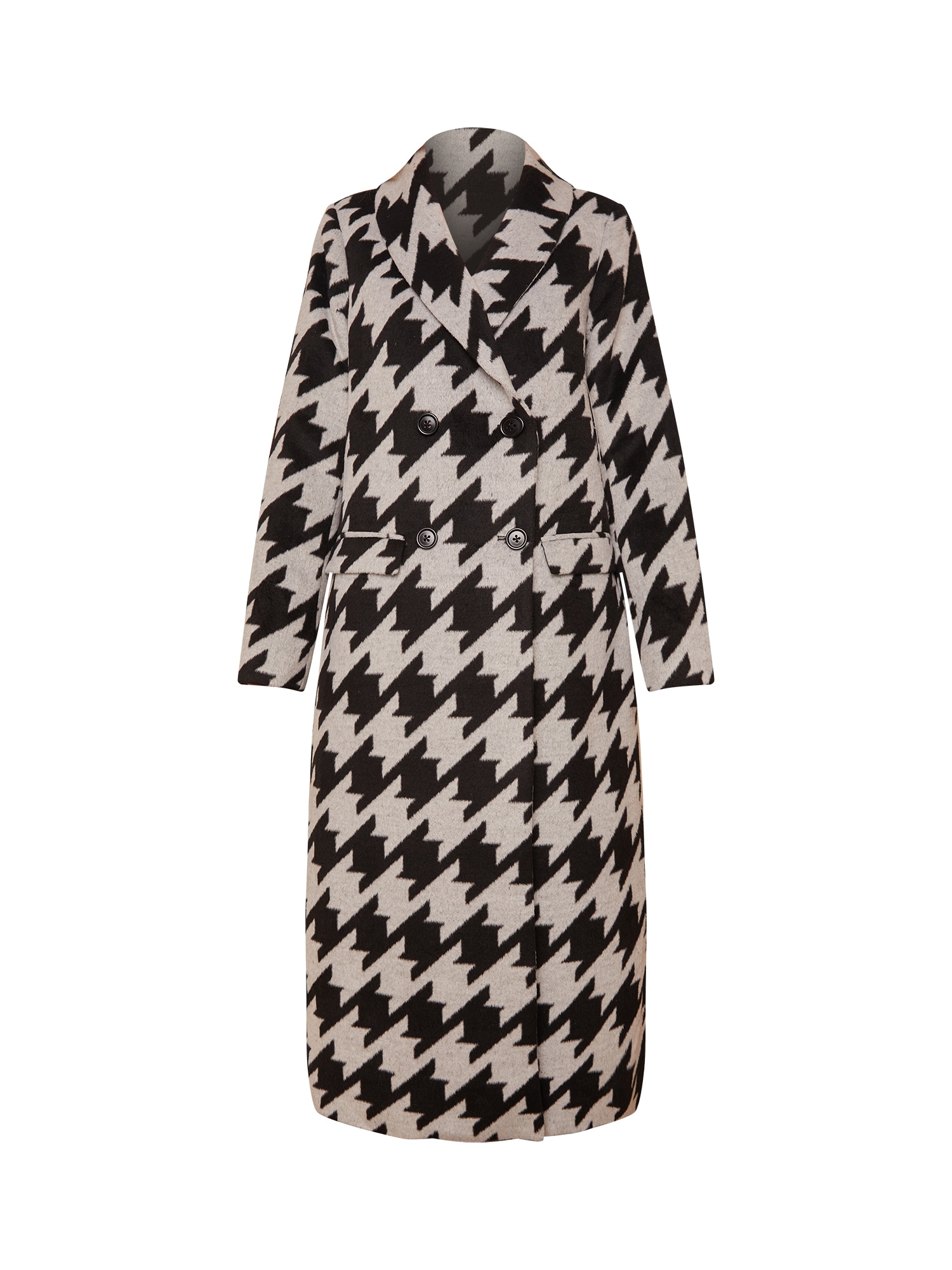 Chi Chi Oversized Dogtooth Coat in Black and White, Size 16