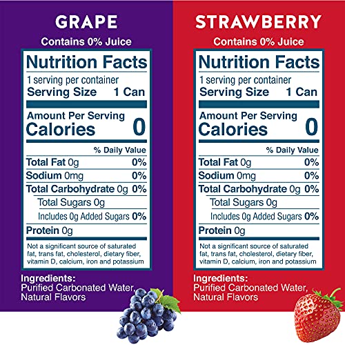 Waterloo Sparkling Water Two-Flavor Pack, 12 Fl Oz Cans, Pack of 16, 8 X Grape, 8 X Strawberry | Zero Calories | Zero Sugar or Artificial Sweeteners | thumbnail