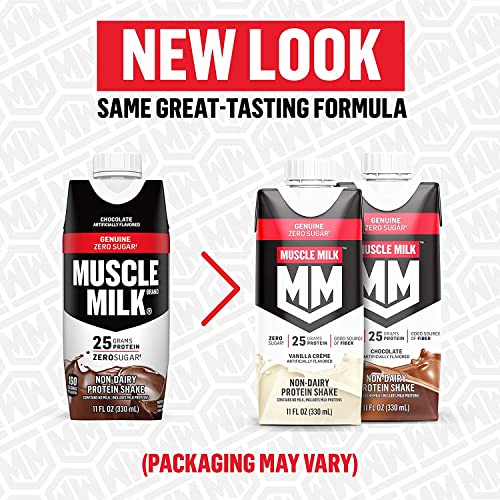 Muscle Milk Genuine Protein Shake, Chocolate, 11 Fl Oz Carton, 6 Pack, 25g Protein, Zero Sugar, Calcium, Vitamins a, C & D, 5g Fiber, Energizing Snack thumbnail