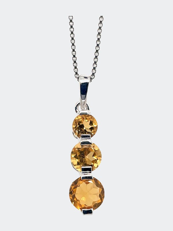 Kotawala Jewels .925 Sterling Silver Pendant - KSP 34312 - Citrine (Orange)