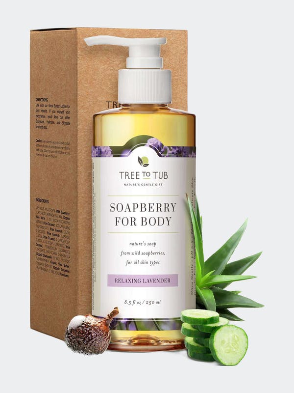 Tree to Tub Soapberry Moisturizing Body Wash Soap, Sulfate Free, PH Balanced for Dry, Sensitive Skin, Lavender, 8.5 Fl Oz (250 Ml) - Lavender (Purple)