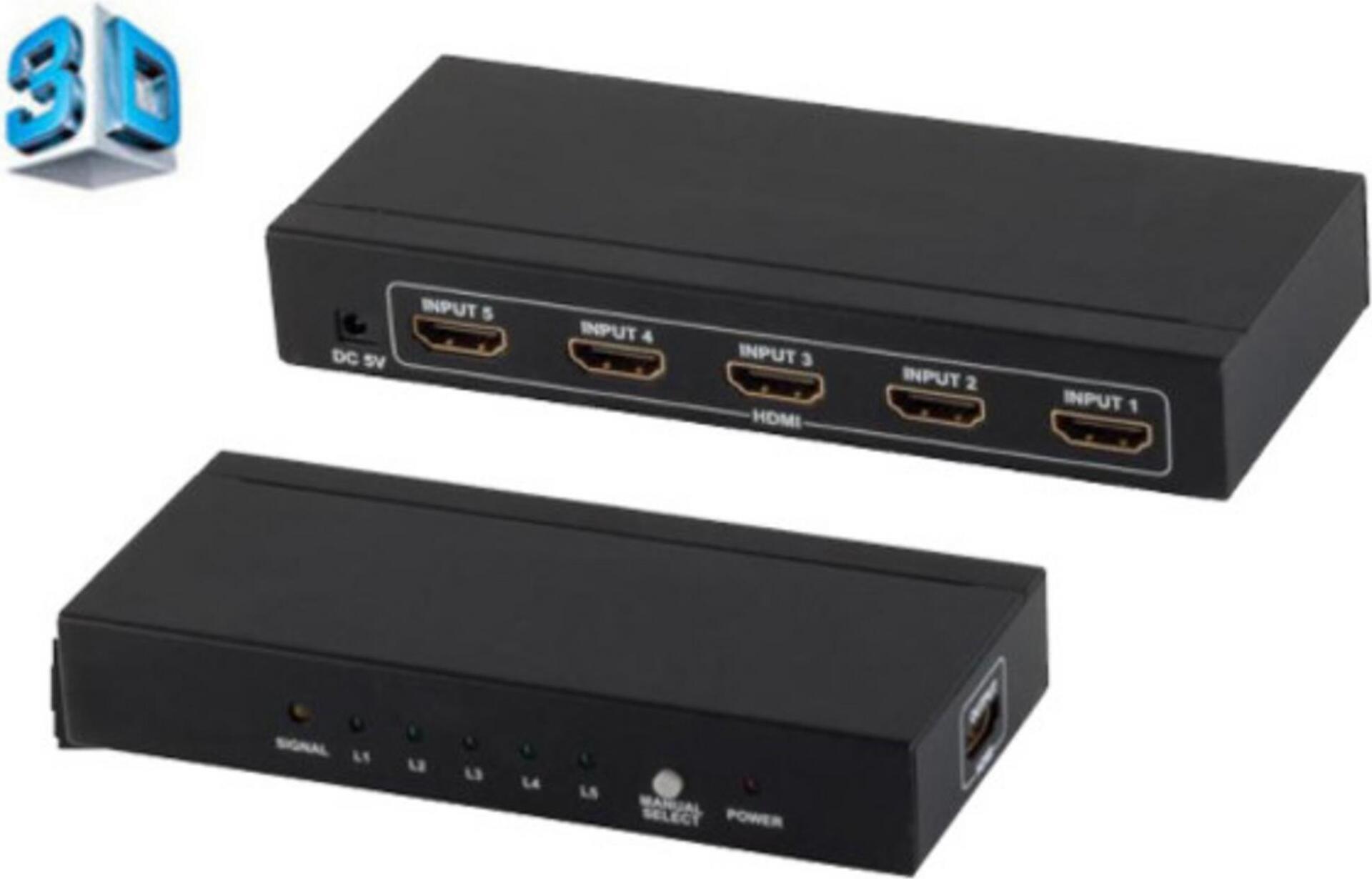 Shiverpeaks ®-PROFESSIONAL--HDMI Switch, 4x in 1x OUT, 4K2K, 3D, Metallgehäuse, VER1.4 (SP05-02004)