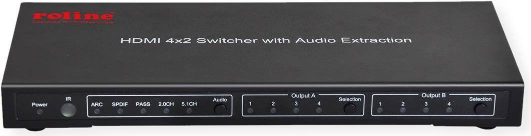 ROLINE 4K HDMI Matrix Switch, 4 X 2, Mit Fernbedienung (14.01.3579)