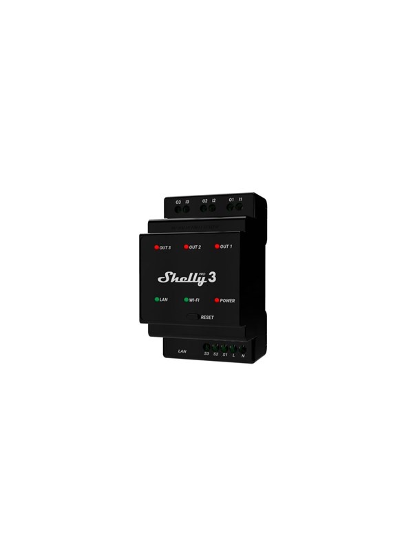 Pro 3, 16A, Wi-Fi, LAN and Bluetooth 3-Channel Smart Relay, Home and Facility Automation, Controller for Motorized Valve