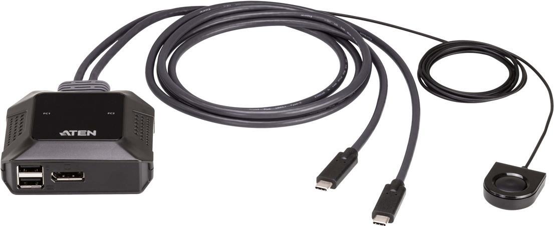 Aten 2-Port 4K DisplayPort USB-C Cable KVM Switch with Remote Port Selector