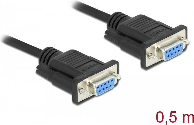 Delock - Nullmodemkabel - DB-9 (W) Bis DB-9 (W) - 50cm - Daumenschrauben - Schwarz (87308)