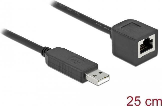 Delock - Serieller Adapter - USB (M) Bis RJ-45 (W) - 25cm - USB / USB2.0 / EIA-232 - Schwarz (64162)