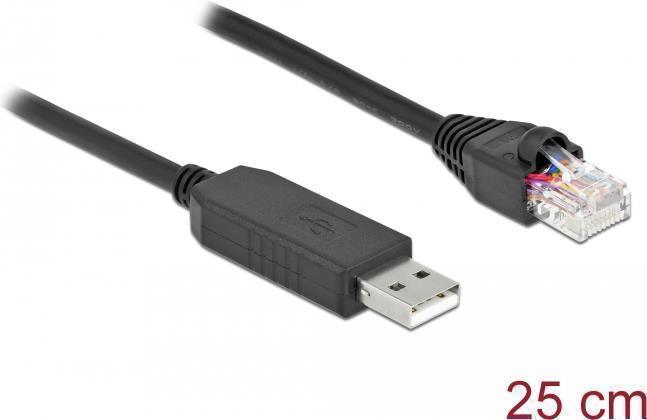 Delock - Serieller Adapter - USB (M) Bis RJ-45 (M) - 25cm - USB / USB2.0 / EIA-232 - Schwarz (64158)