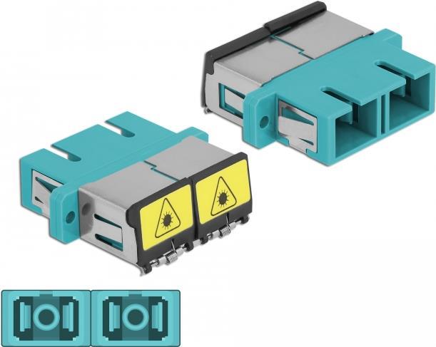 DeLOCK - Netzwerkkoppler - SC Multi-mode (W) Bis SC Multi-mode (W) - Glasfaser - Duplex - OM3 - Aquamarin (86895)