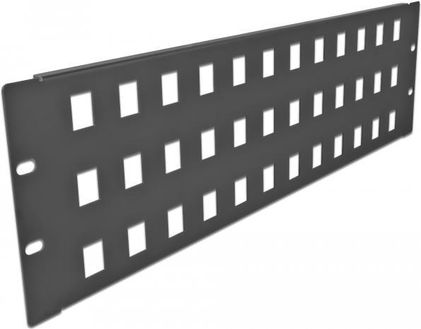 Delock - Patchpanel (Blindblech) - Snap-in Mounting - Rack Montierbar - Schwarz - 3U - 48,3 Cm (19) - 48 Ports (66838)