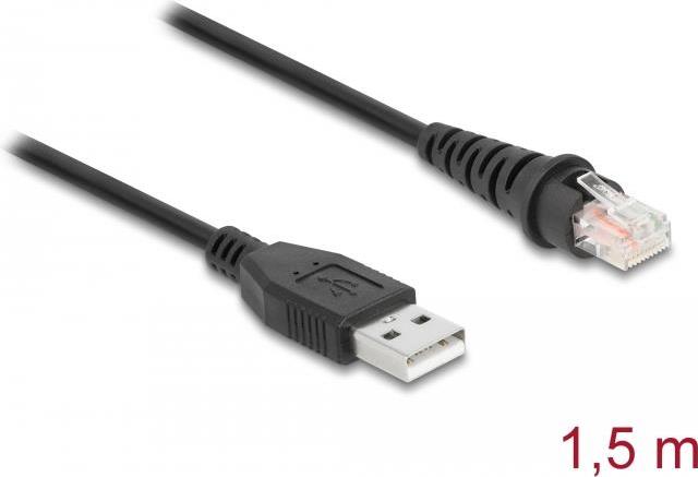 Delock - Barcode Scanner Cable - RJ-50 (M) Zu USB (M) - USB2.0 - 1,5m - Schwarz (90598)