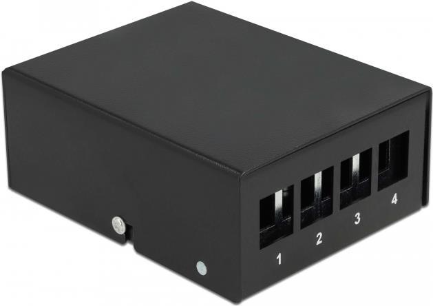 Delock - Leeres Keystone-Patchpanel - Geeignet Für Wandmontage, DIN Schienenmontierbar - Schwarz - 4 Ports (43409)