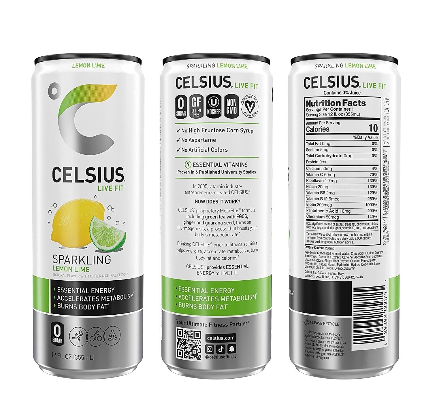 Celsius, Sparkling Lemon Lime Energy Drink, 12 Oz | CVS thumbnail