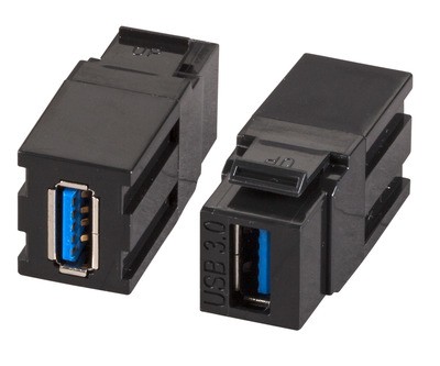 EFB Keystone Einbauadapter USB3.0 a - a, Schwarz (EB537V2)