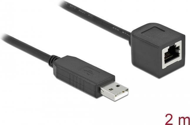 Delock - Serieller Adapter - USB (M) Bis RJ-45 (W) - 2,0m - USB / USB2.0 / EIA-232 - Schwarz (64165)
