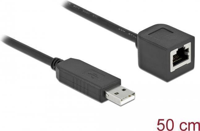 Delock - Serieller Adapter - USB (M) Bis RJ-45 (W) - 50cm - USB / USB2.0 / EIA-232 - Schwarz (64163)