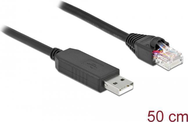 Delock - Serieller Adapter - USB (M) Bis RJ-45 (M) - 50cm - USB / USB2.0 / EIA-232 - Schwarz (64159)