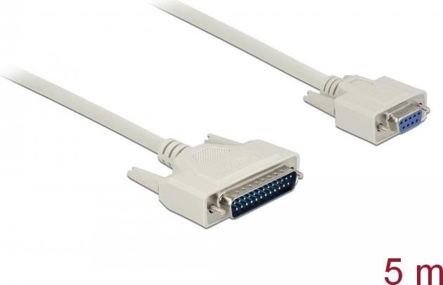 Delock - Kabel Seriell - DB-25 (M) Bis DB-9 (W) - 5,0m - Daumenschrauben - Beige (86876)