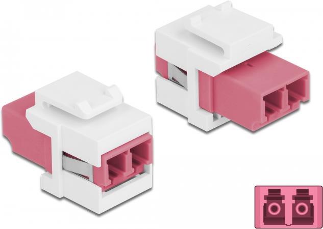 Delock - Netzwerkkoppler - LC Multi-Mode (W) Bis LC Multi-Mode (W) - Glasfaser - Duplex - Keystone-Buchse - Weiß, Violett (86818)