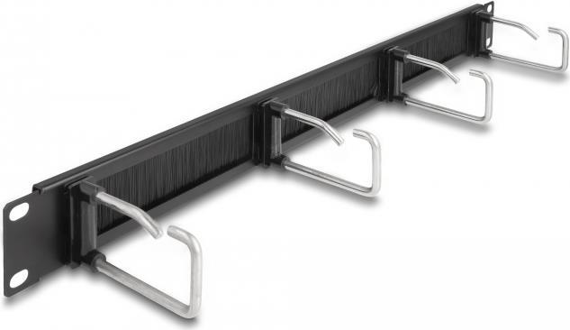 Delock - Kabelführungspanel Mit Bürste - with 4 Metal Hooks - Schwarz - 1U - 48,3 Cm (19) (66920)