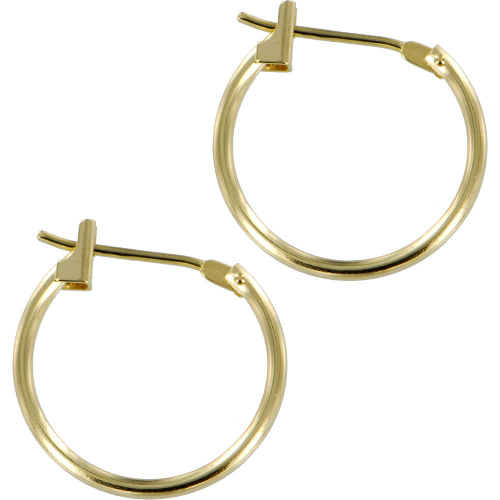 Solid 14Kt Yellow Gold 1.5mm 5/8 Inch Hoop Earrings