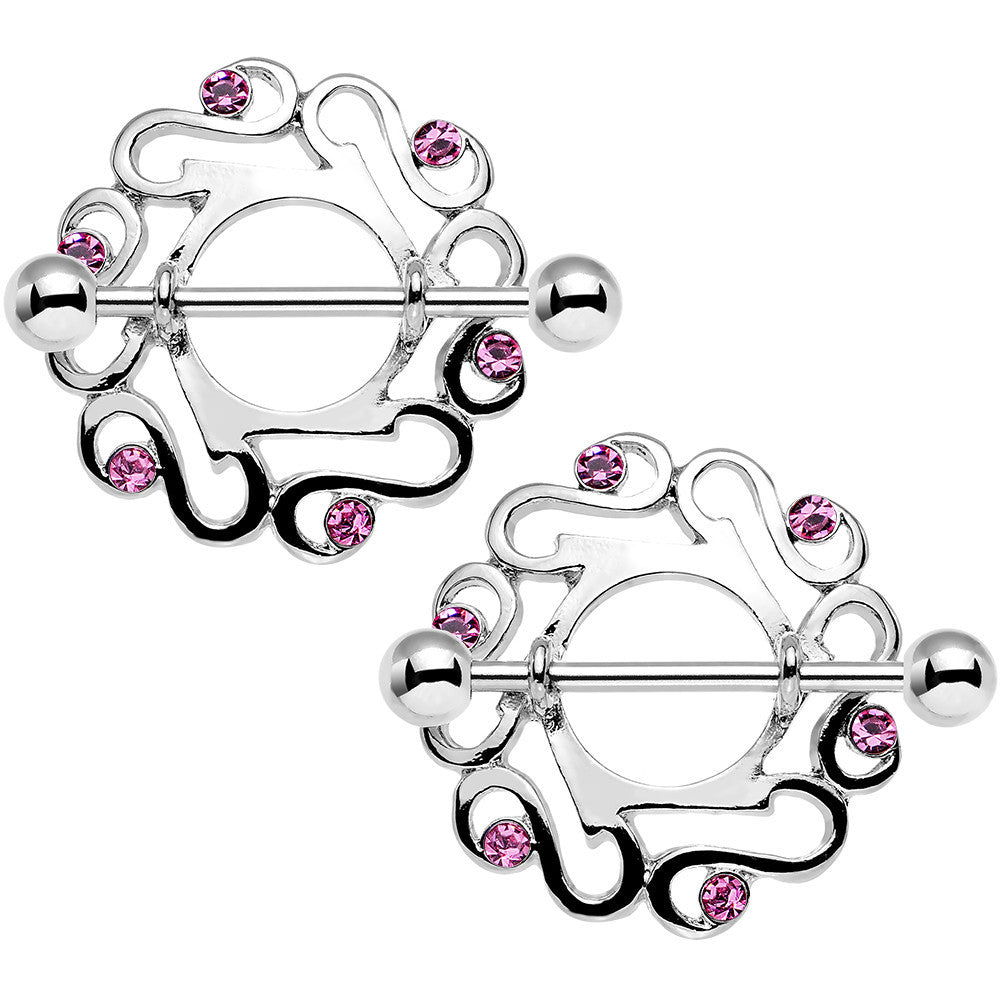 5/8 Passion Pink Gem Cute Twist Nipple Shield Set