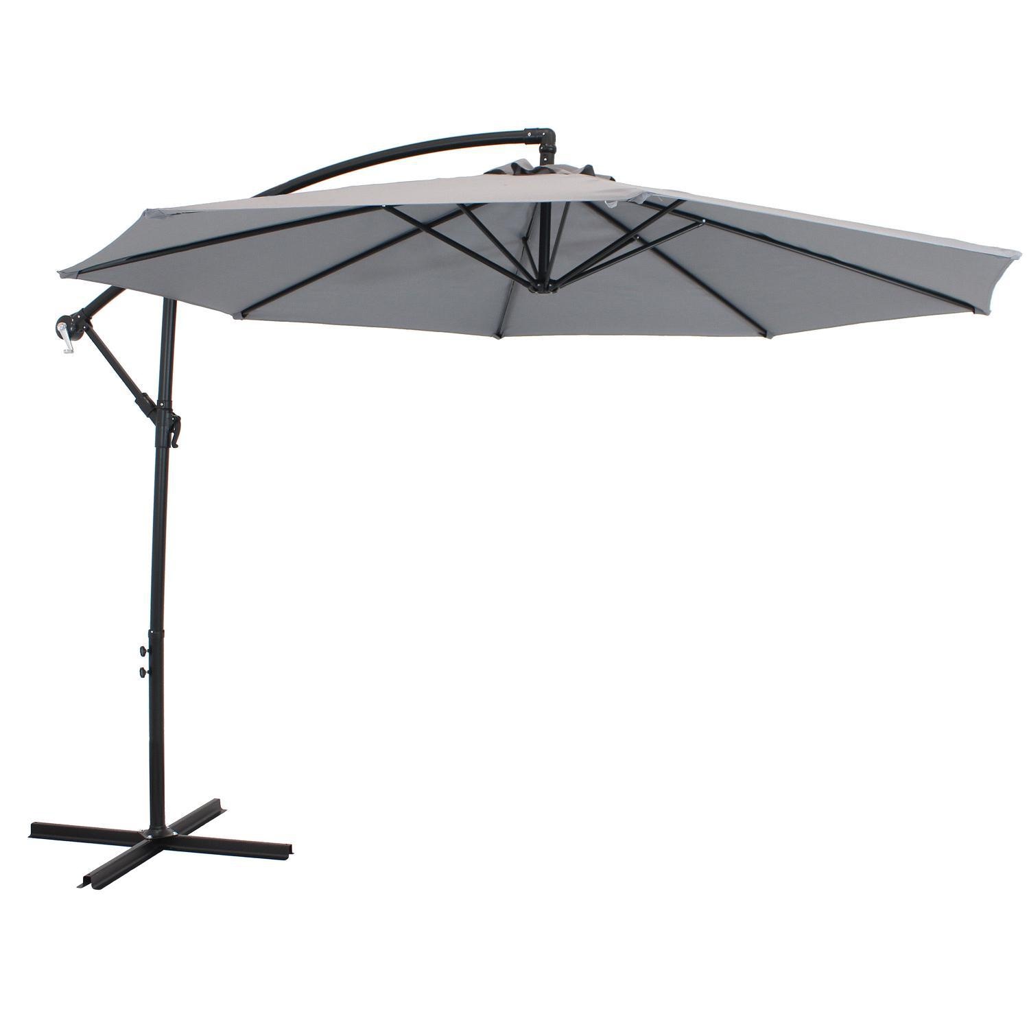 Ultimate Patio 9.5 Ft. Octagonal Aluminum Patio Cantilever Umbrella W/ Crank - Black Frame & Smoke Polyester Canopy - up-RUL-2312