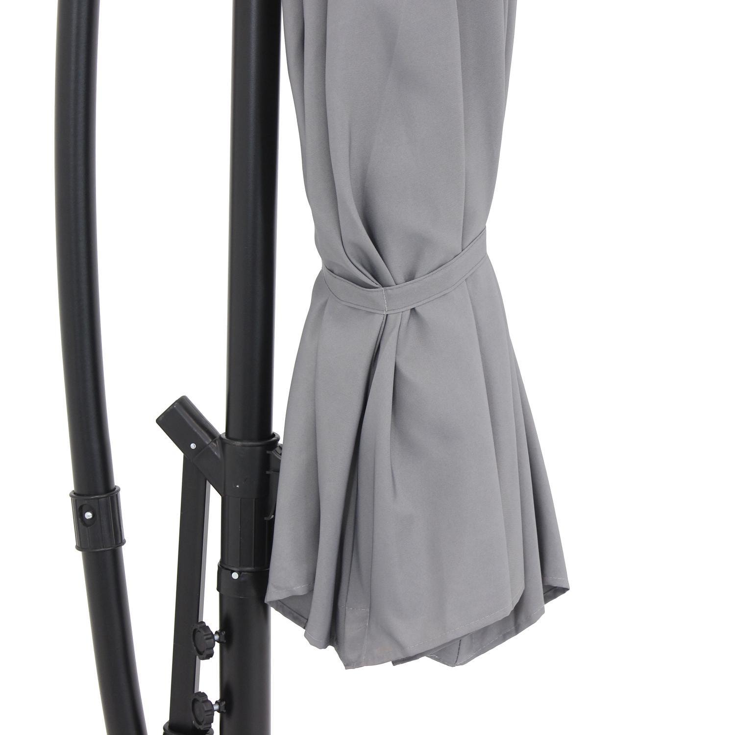 Ultimate Patio 9.5 Ft. Octagonal Aluminum Patio Cantilever Umbrella W/ Crank - Black Frame & Smoke Polyester Canopy - up-RUL-2312 thumbnail