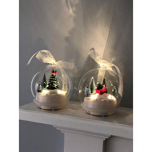Winter Lane 2 Tabletop Musical LED Ornaments W/Rotating Scene & Timer thumbnail