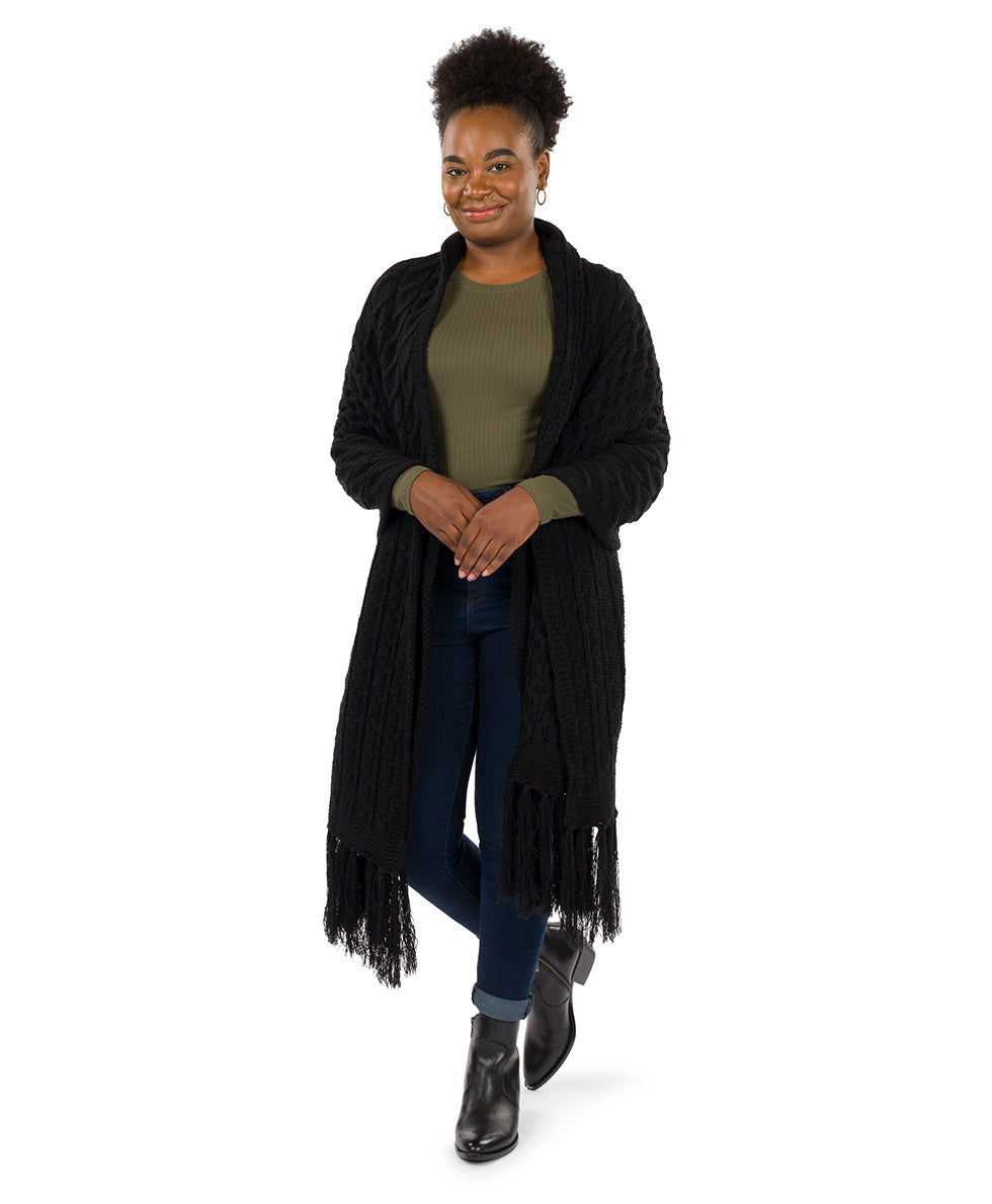 Patricia Nash Oversized Cable Knit Scarf - Black